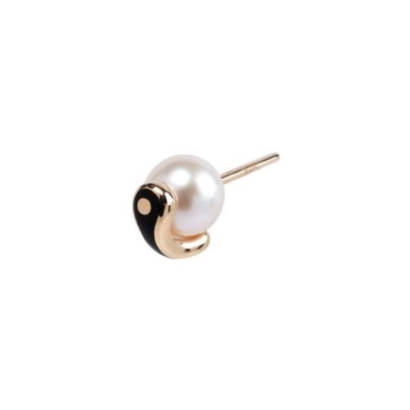 Hirotaka Birds of Paradise Pearl Black Earring